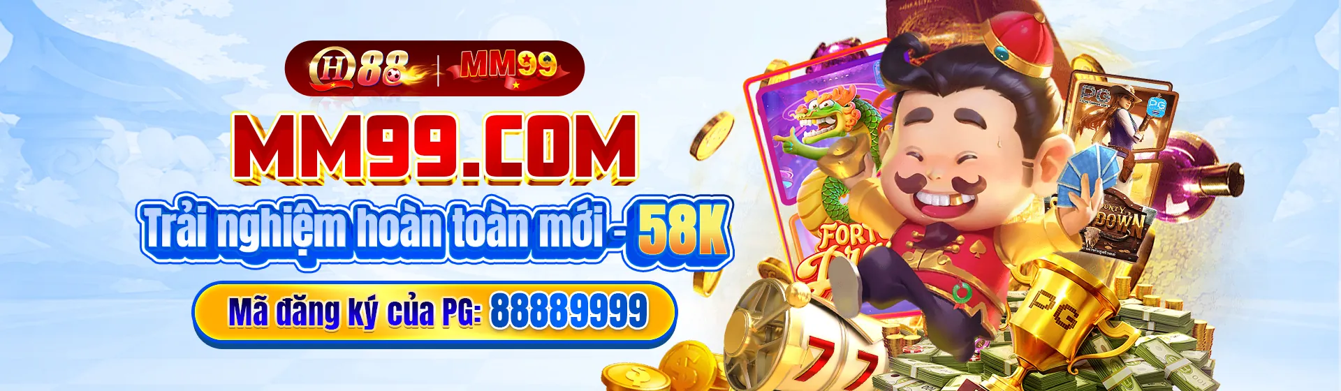 Hình ảnh chính của trang nổ hũ new8 8, hiển thị các biểu tượng slot game lấp lánh và tiền vàng rơi xuống